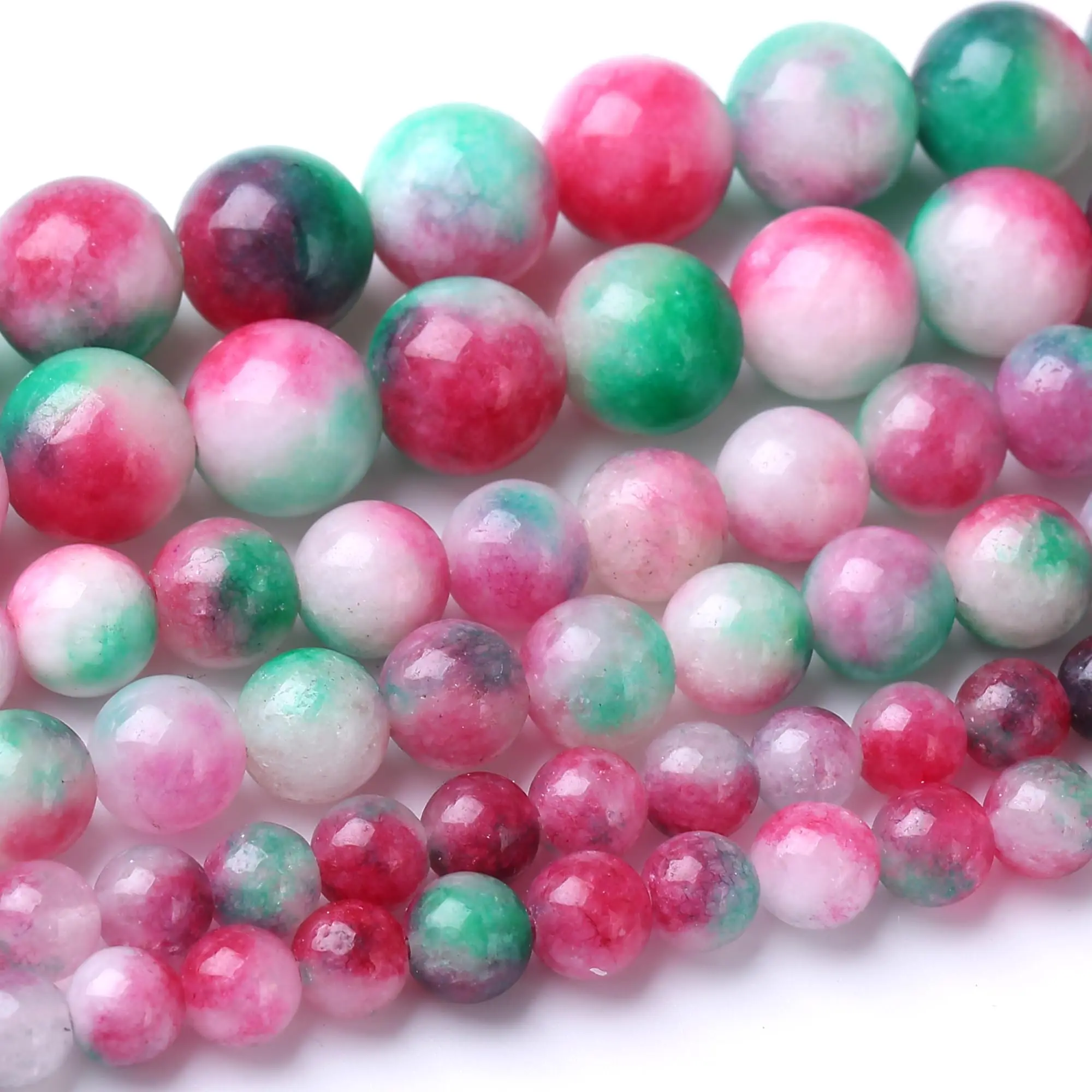 Natursteinperlen, 6–12 mm, Pfirsichblüten-Jade, rund, lose Distanzperlen für Schmuckherstellung, DIY-Armbänder, Ohrringe, Zubehör
