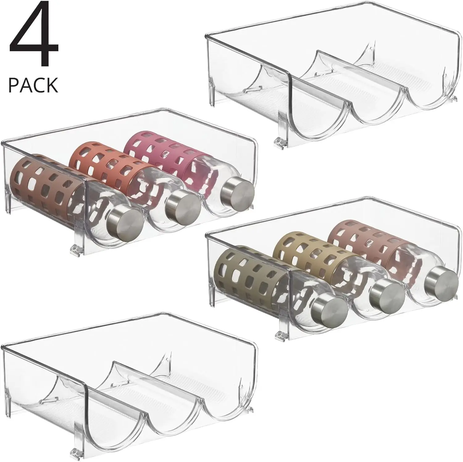 Plastic Free-Standing Stackable 3 Bottle Storage Holder Rack - Water,Wine,and Drink Organizer Shelf  Kitchen Countertop, Cabinet