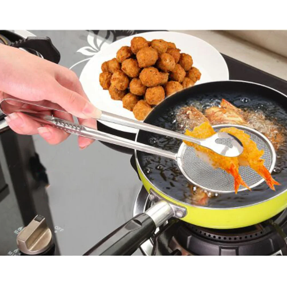 Colador de Acero Inoxidable con Clip, 3 Piezas, 2 en 1, Multifuncional, para Freír, Colar Aceite, Cocinar, Ensaladas, Barbacoa, Herramienta de Drenaje