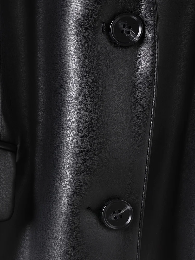 Giacca in Pelle da Donna Primavera 2025, Modello Sli Harmonia in Pelle di Agnello, Cappotto Lungo con Chiusura a Bottone Singolo, Stile Casual