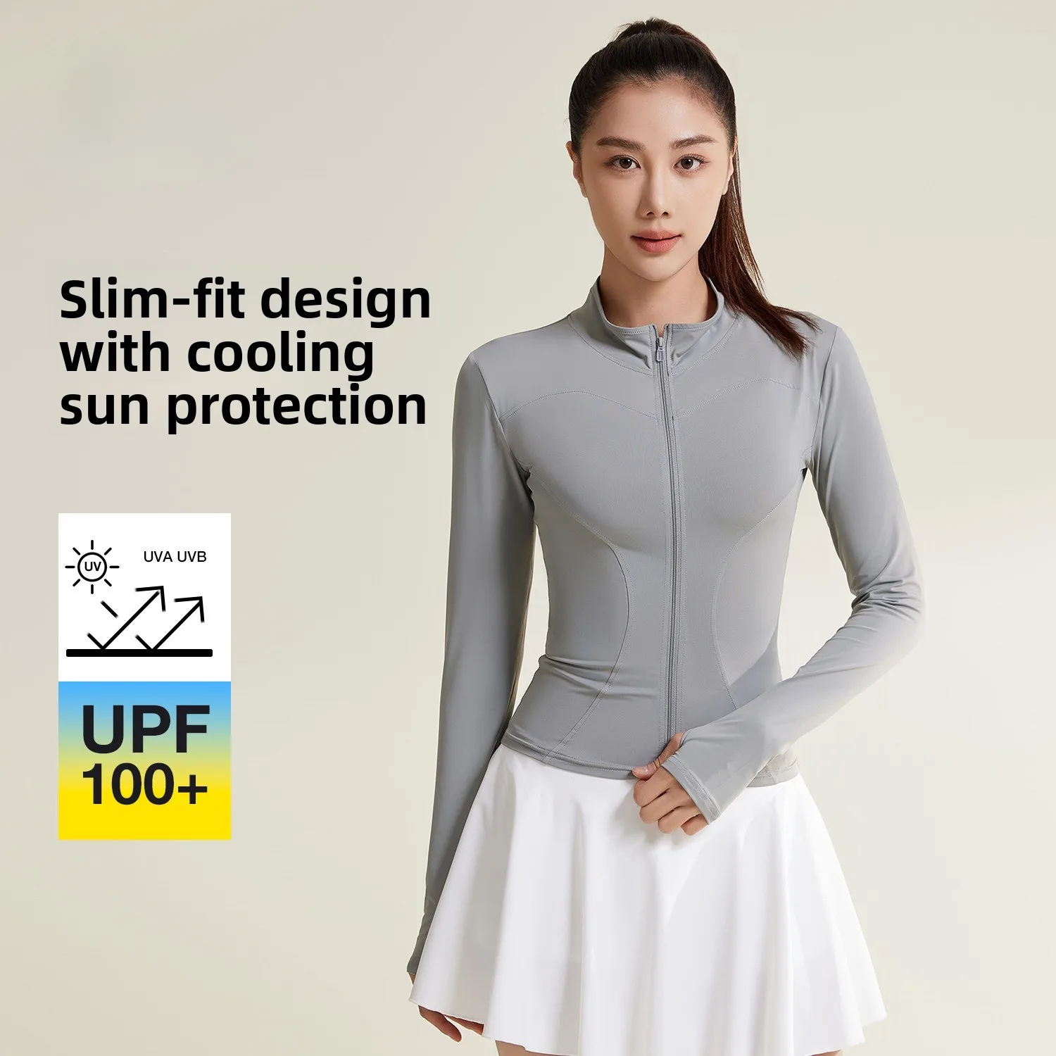 Summer Ice Silk Sunscreen Clothes, Light And Breathable, Slim-fitting Sunscreen Jackets, Skin Clothes For Women