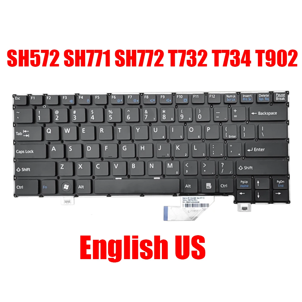 

English US Laptop Keyboard For Fujitsu For LifeBook SH572 SH771 SH772 T732 T734 T902 MP-11C33US-D853W Black Without Frame New