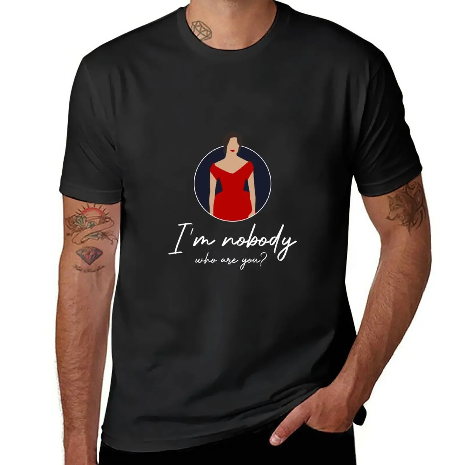 Dickinson I'm nobody who are you poem quote T-Shirt Short sleeve tee sublime men clothings