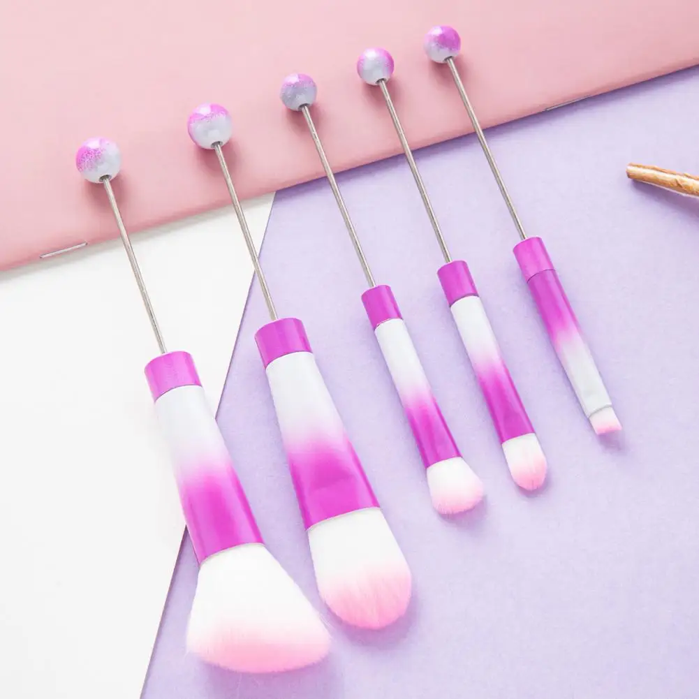 5 unids/set DIY pincel de maquillaje con cuentas 5 tamaños pinceles para polvos sueltos sombra de ojos corrector cejas colorete mezcla cepillo cosmético
