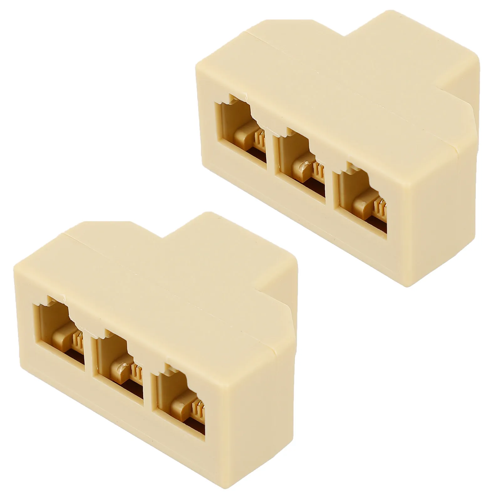 2Pcs Rj11 Splitter Telephone Plug Adapter 3-Way Phone Line Splitter Small Lightweight Landline Converter for Multiple Phones