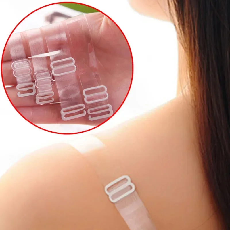 2pcs Plastic Buckle Bra Straps for Women High Elastic Clear Silicone Invisible Shoulder Strap Underwear Intimates Accessories