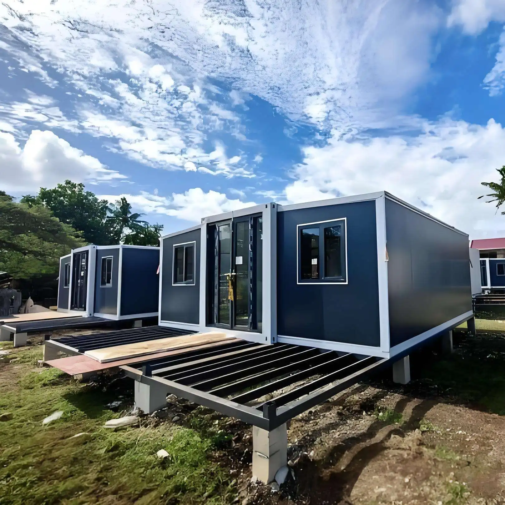 20ft Prefabricated Expandable Container House 2 Bedroom Luxury Double-wing Folding House Modern Light Steel Frame Modular Home