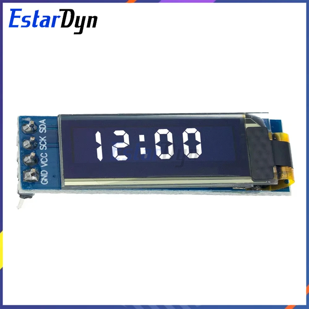 Módulo de exibição OLED de 0,91 polegadas I2C 128x32 para Arduino Raspberry Pi ESP32, branco azul amarelo