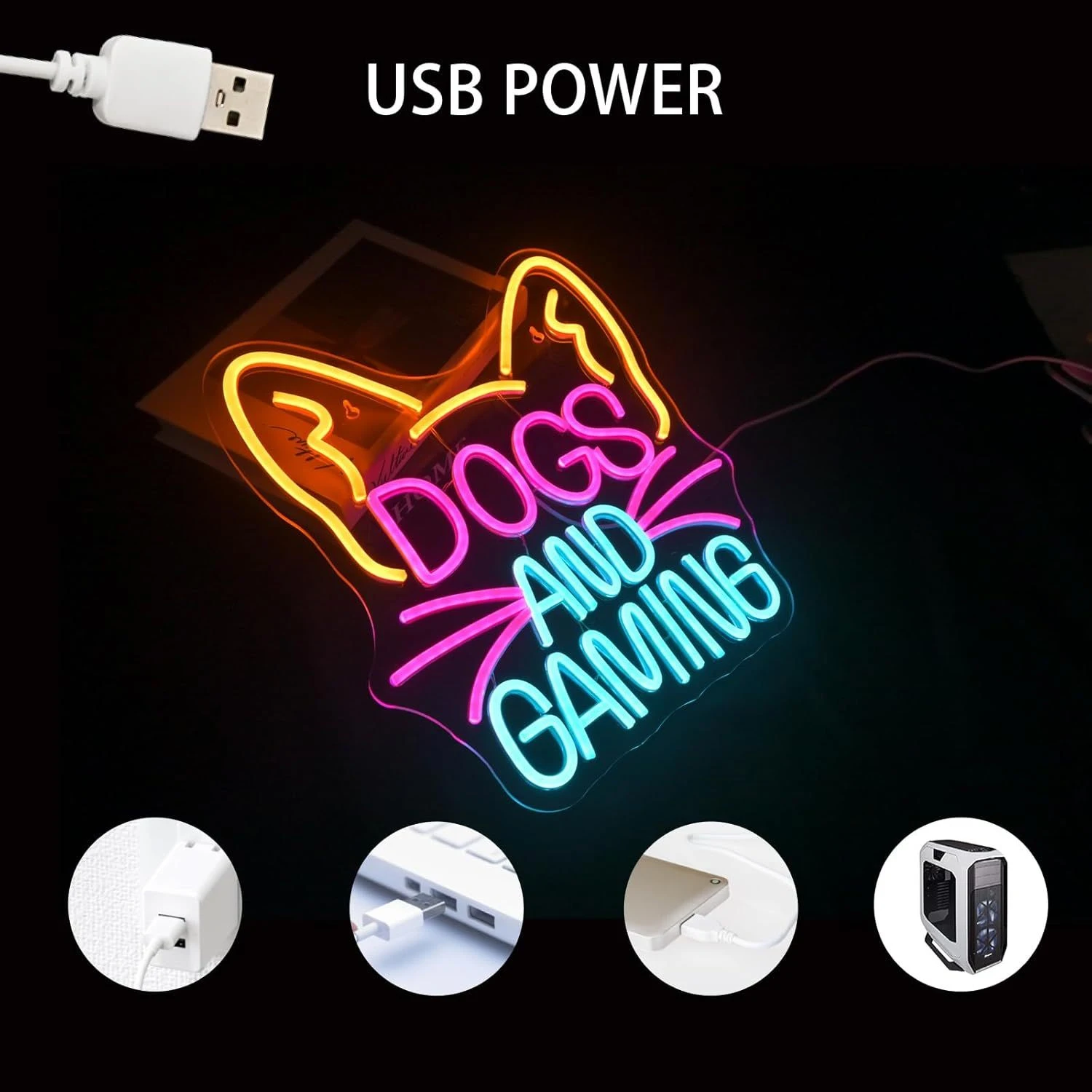 Sinal de néon para amantes de cães, arte de parede led personalizada para sala de jogos de animais de estimação e caverna de homem, alimentado por usb regulável, decoração de cachorro engraçada, presente personalizável
