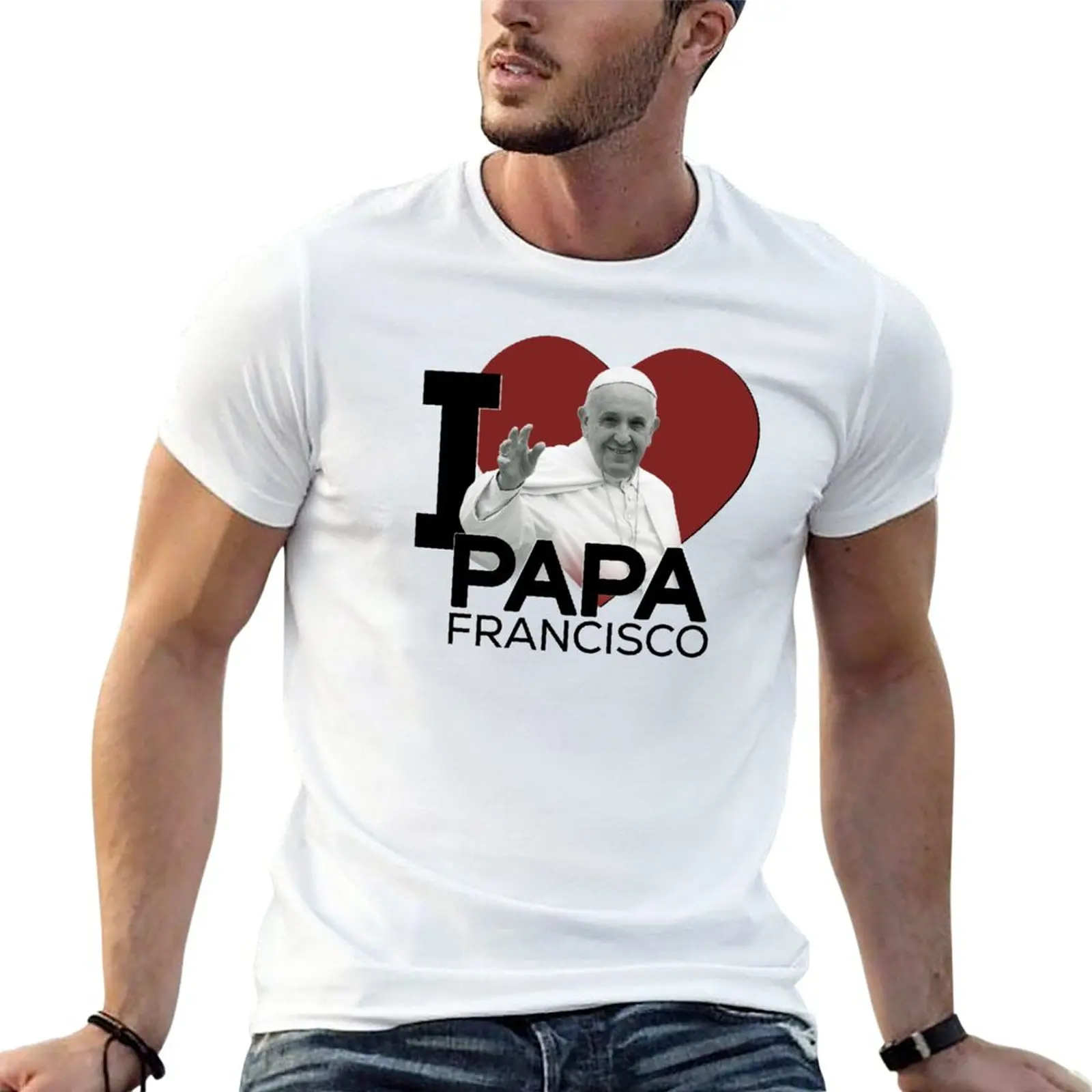 New I love Papa francisco T-Shirt summer top T-shirt for a boy Short sleeve Oversized t-shirt Men's t-shirt