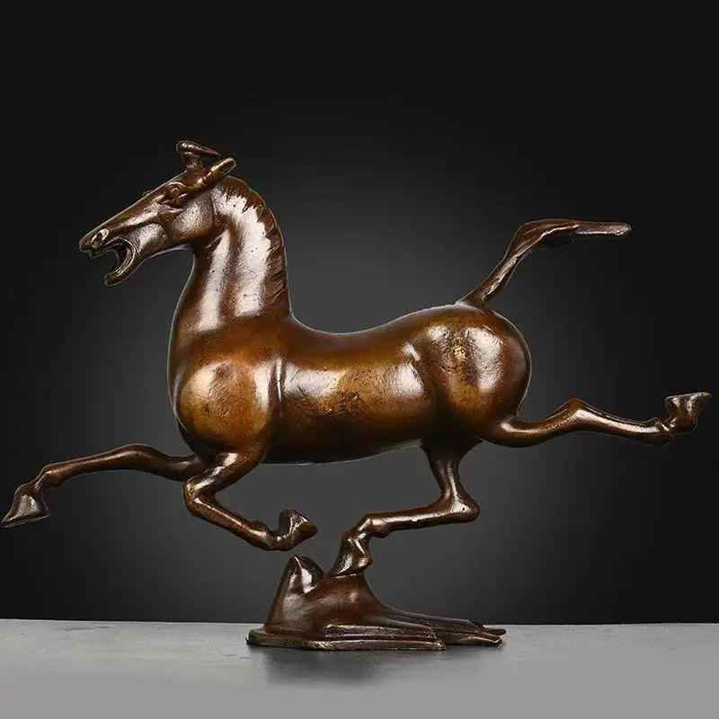Antique alloy horse flying to success, home galloping office living room desktop tread flying swallow