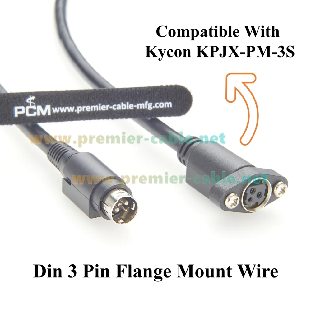 Power DIN 3 Pin Male to Female Extension Cable Screw Flange Panel Mount DC Power Cable Compatible Kycon KPJX-PM-3S for LED Light