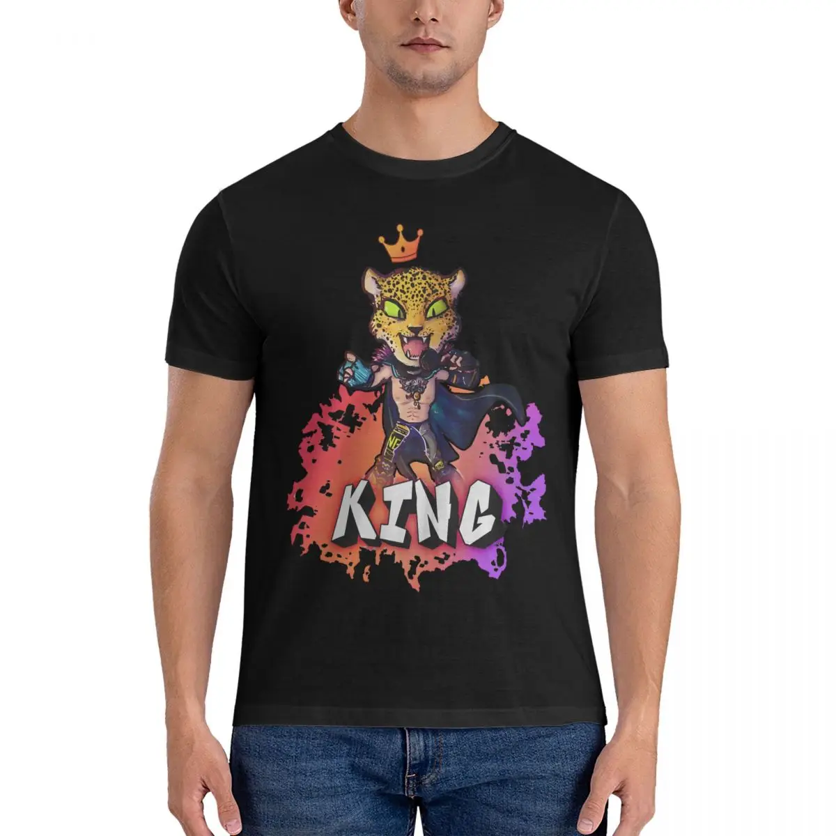 Funny Chibi King T-Shirts Men Crewneck 100% Cotton T Shirts Tekken 8 Short Sleeve Tee Shirt 6XL Clothing