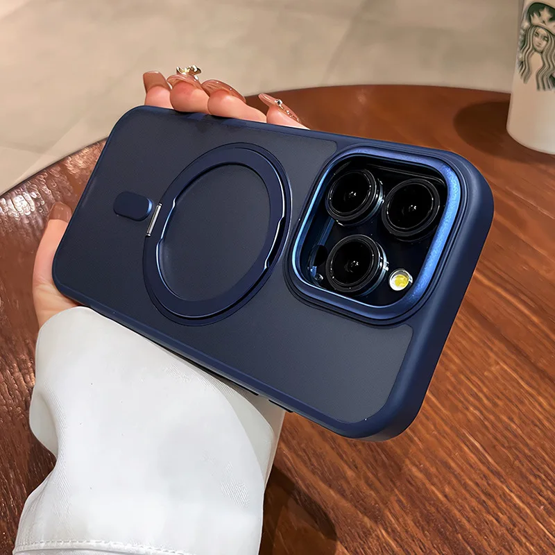 حافظة لهاتف Magsafe لهاتف آيفون 16 15 14 Pro Max Plus 13 12 11 حافظة حامل دوران مغناطيسي شحن لاسلكي غطاء صلب مقاوم للصدمات