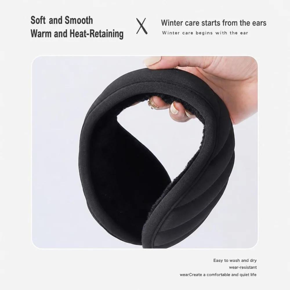 Universal Thick Lined Winter Earmuffs Lightweight Fold Collapsible Foldable Ear Warmers Soft Earmuffs For Cycling Commuting