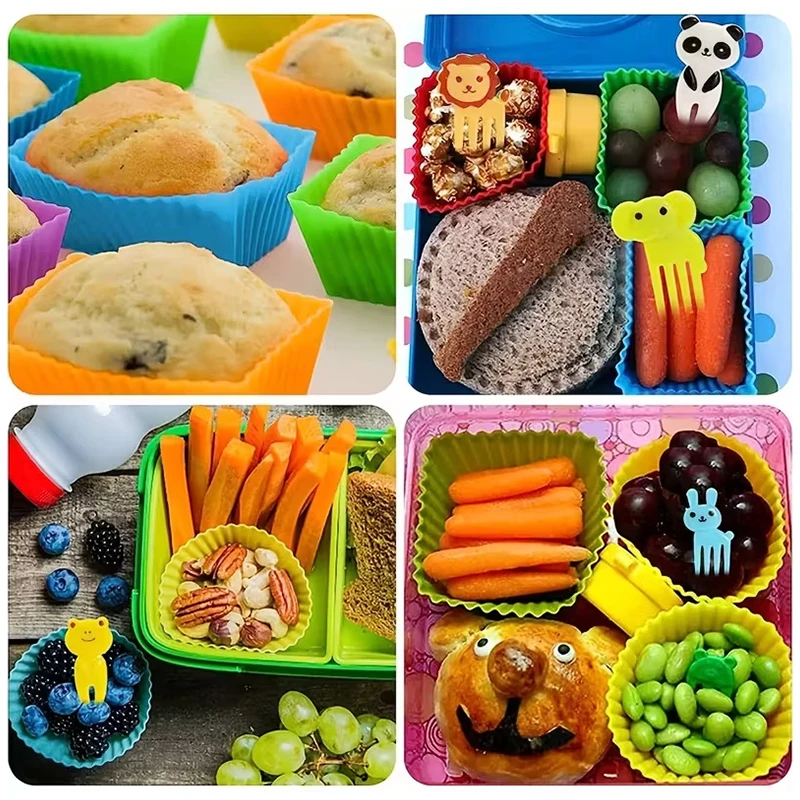 12-46pcs Bento Box Accessory Set Cute Mini Fruit Forks Set Portable Tomato Sauce Dispenser Set For Camping School Lunch Boxes