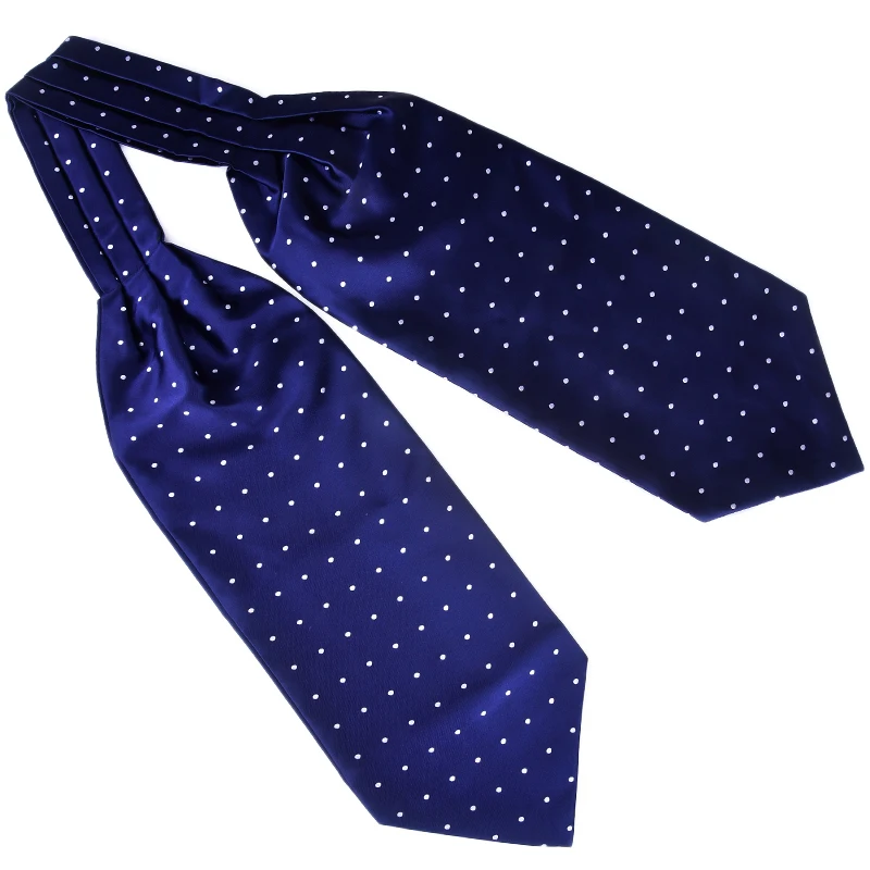 Gravata de pescoço de poliéster Vintage bolinhas masculina, Formal Cravat, Ascot Scrunch, auto estilo britânico, cavalheiro, luxo