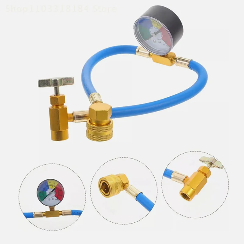 

Car 15.7" R134A A/C Refrigerant Gas Charging Hose With Pressure Gauges Car Air Conditioner Refrigeration Rubber Filling Hose