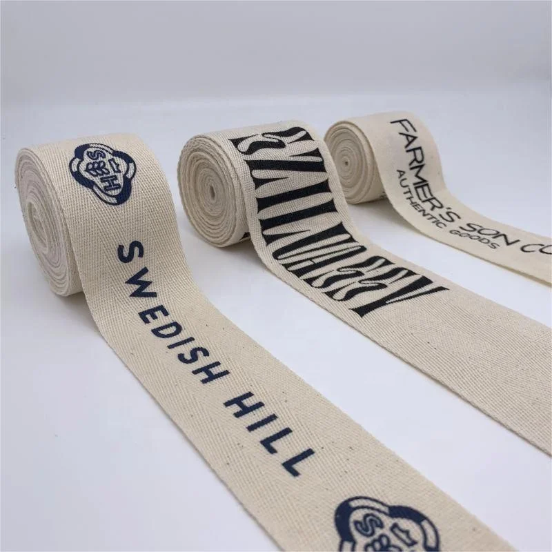 100% Natural Eco-Friendly Custom personalized printed cotton twill ribbon with Brand logo For Gift Wrap