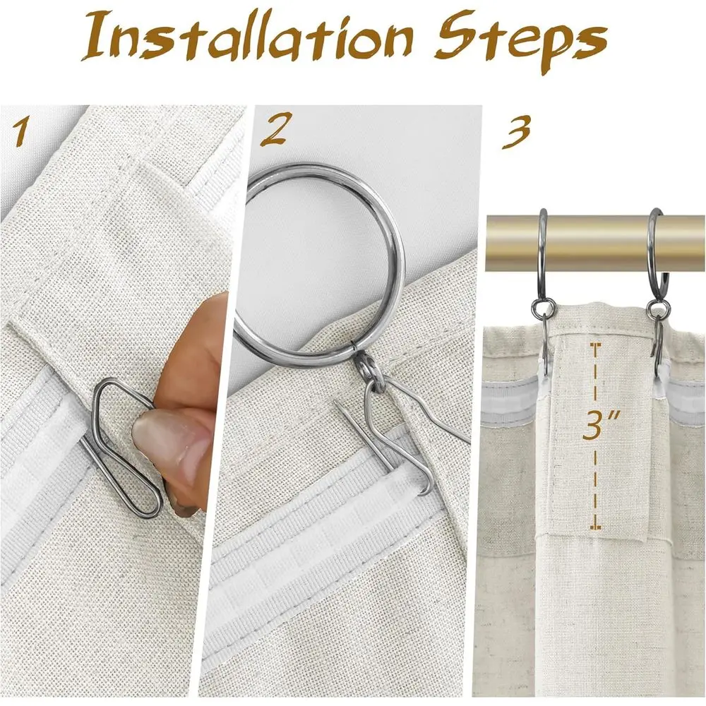 Cortinas transparentes de lino beige con filtrado de luz, 96 de largo, estilo bohemio neutro, juego de 2 paneles para decoración del hogar