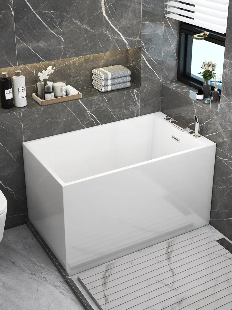 For Bathtub Small Unit Household Adult Independent Shower Integrated Square Sitting Small Bathtub