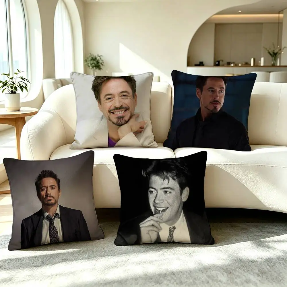 R-Robert Downey Jr Actor Square Double-Sided printed Pillow Case Bedroom Bedside Pillow Sofa Cushion Cover