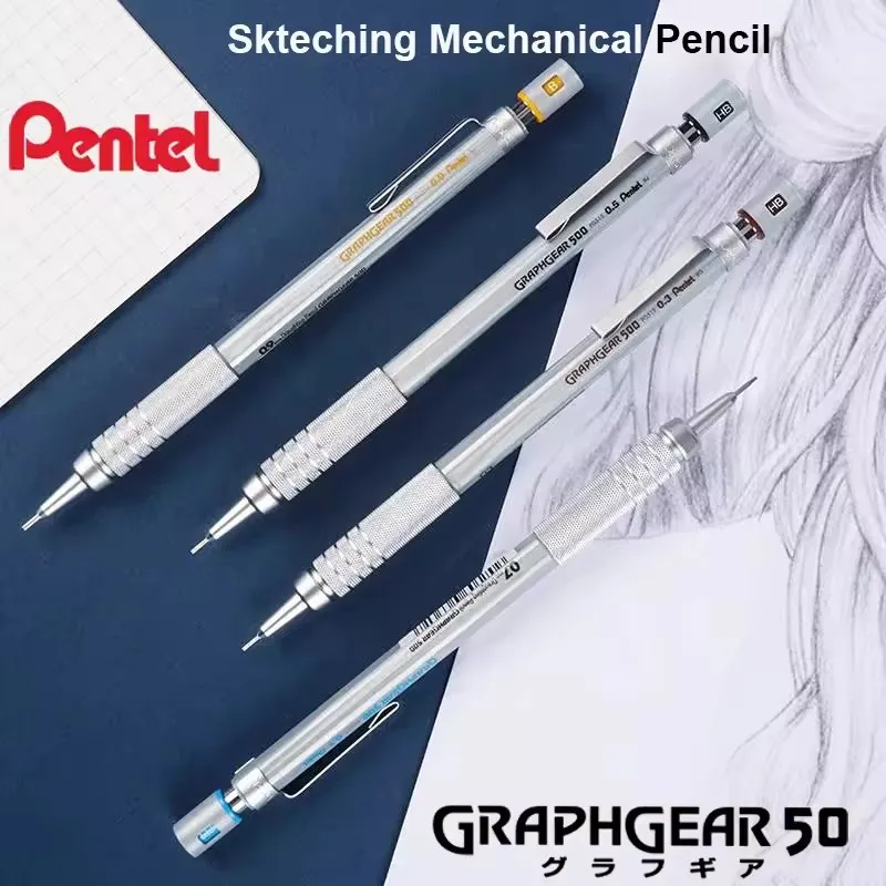 Pentel-lápiz mecánico GraphGear 500, lápices automáticos de plomo no roturas, bolígrafo de dibujo de cómic de arte profesional, suministros útiles escolares