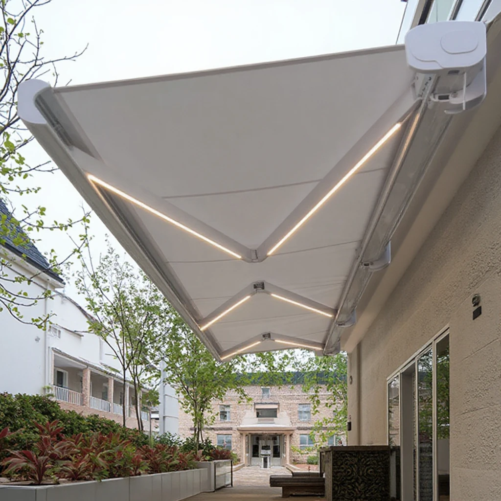 High-End Heavy-Duty Retractable Sun Shade Awning 6m Motorized Remote Control Aluminum Alloy Coated Outdoor Backyard Awning