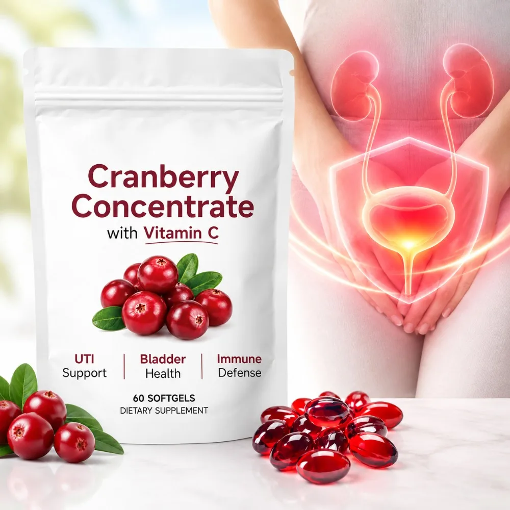 Cranberry Concentrate Softgels for Bladder Health, Urinary tract Care & Enhance Immune Function with Vitamin C 60 Count Non-GMO