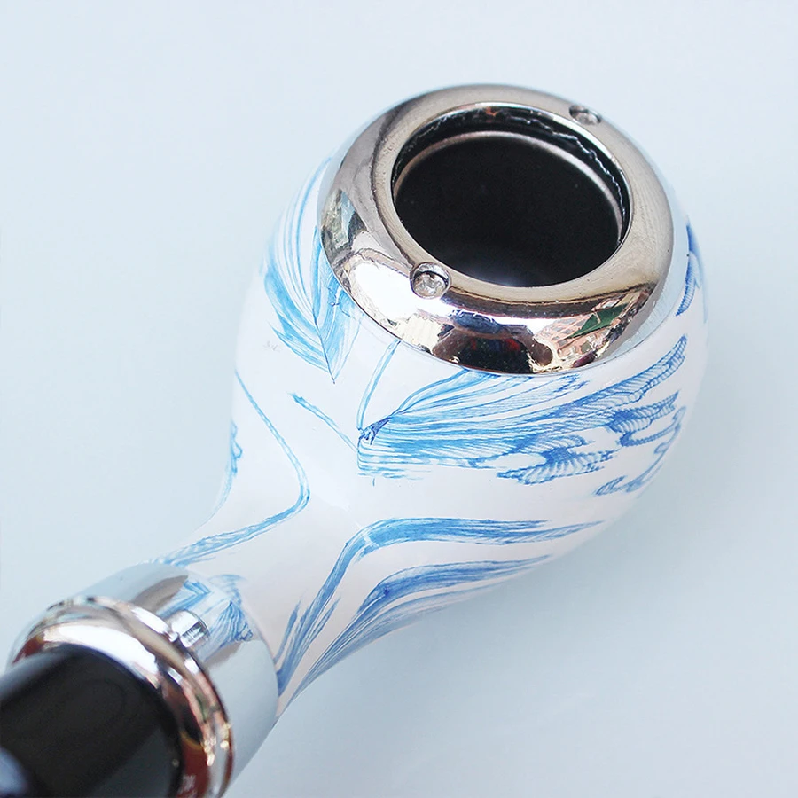 blue and white porcelain Durable Solid Classic Potable Handheld Smoking Pipe Cigarette Accessories Men\'s Gifts