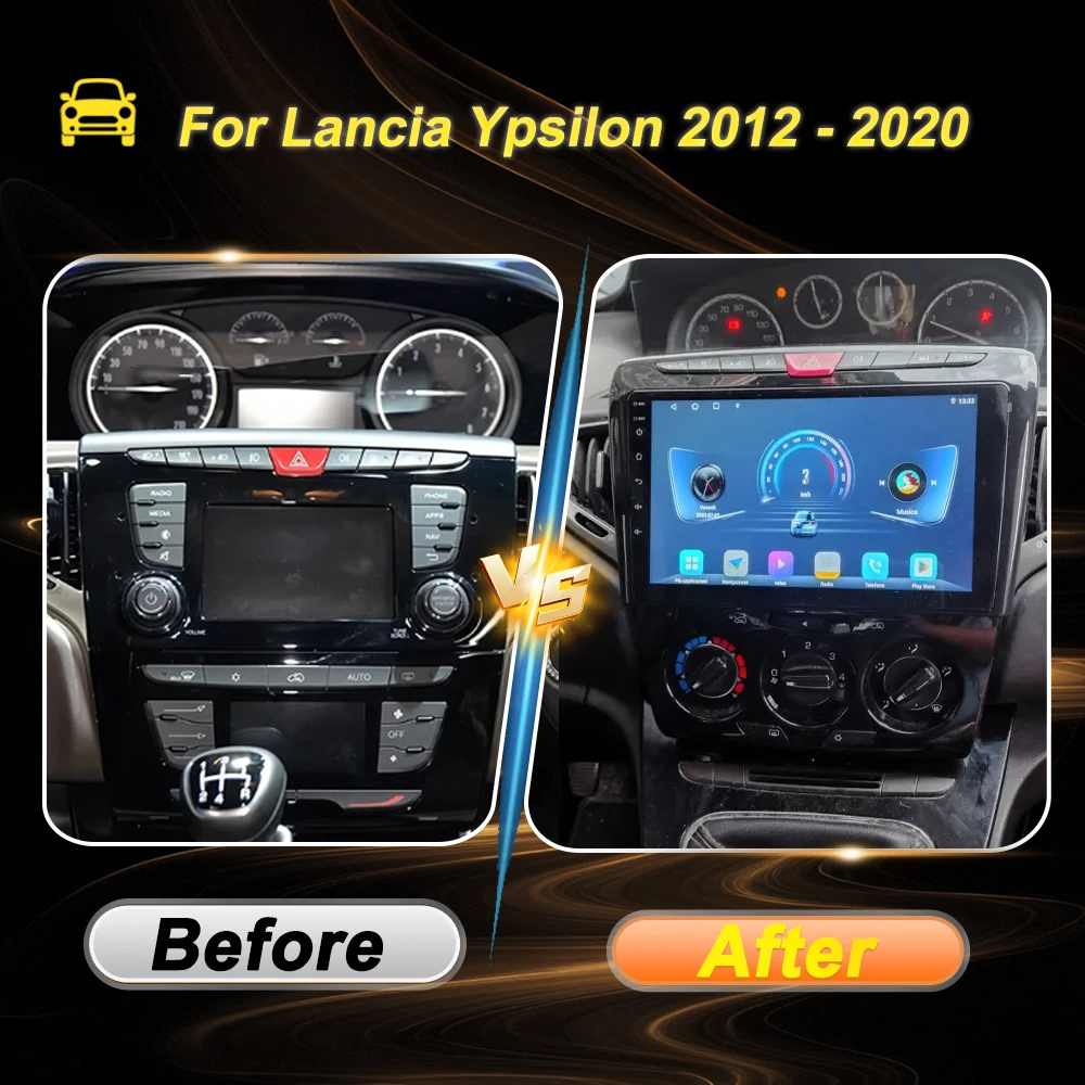 ل Lancia Ypsilon 2012 - 2020 Carplay شاشة تلقائية راديو السيارة الوسائط المتعددة مشغل فيديو أندرويد 15 الملاحة نظام تحديد المواقع بلوتوث 5G واي فاي