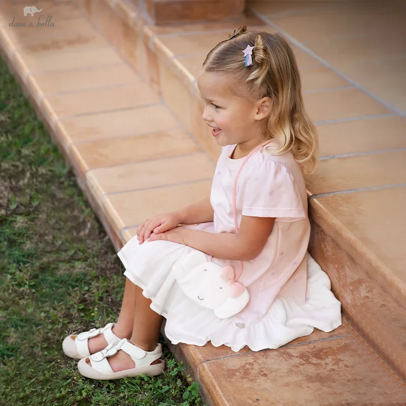 Dave Bella Summer Girl's Dress Elegant Gentle Sweet Cute Children's Princess Dress Fashion Casual Cool Party Outdoor DB2251953