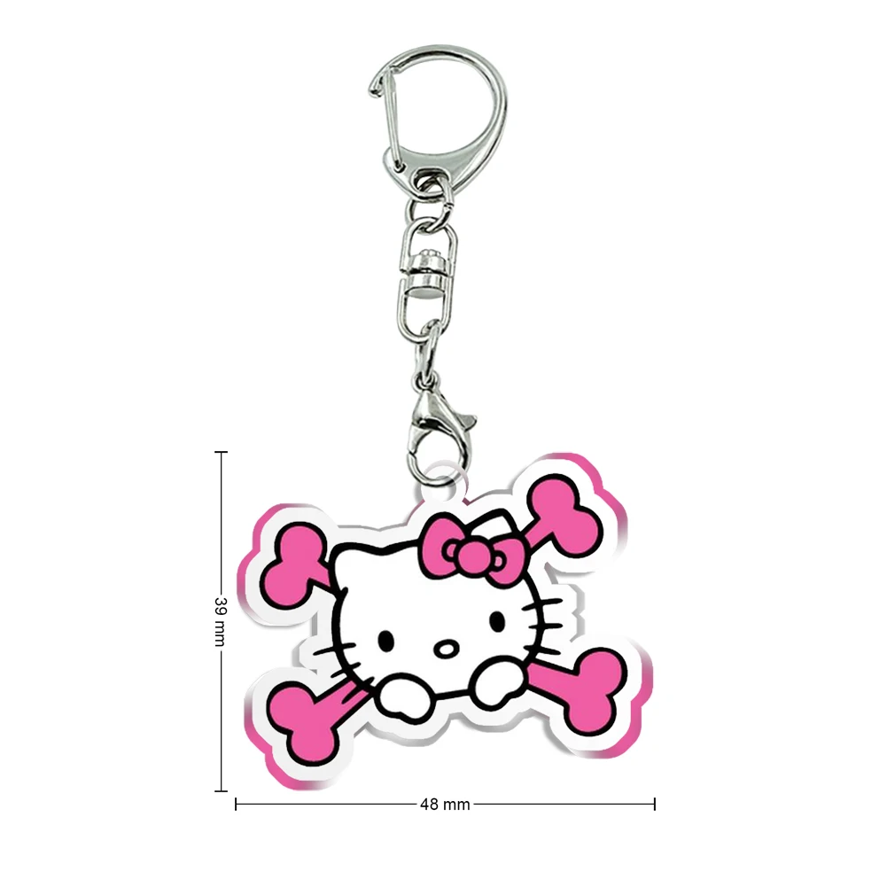 Hello Kitty Acrílico Transparente Chaveiros, Halloween Chaveiros, Kuromi Sanrio Coleção, Menina Acessórios, Ornamento Pingente para Saco