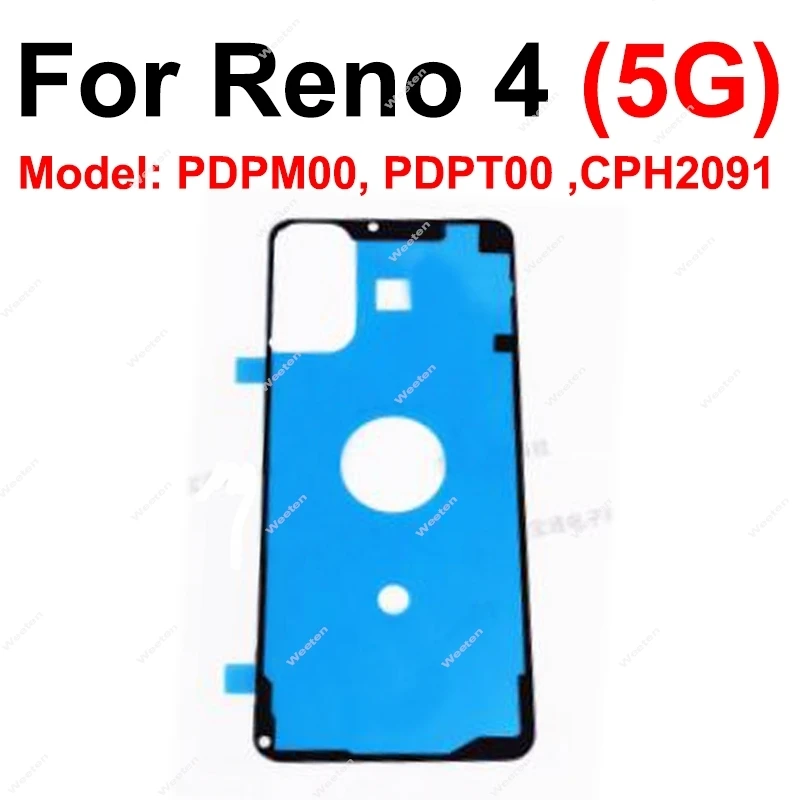 Back Battery Cover Sticker For OPPO Reno 10X Zoom Z 2 2Z 2F 3 Pro 4 Pro 4Se 4Z 5G Rear Battery Housing Adhesive Parts