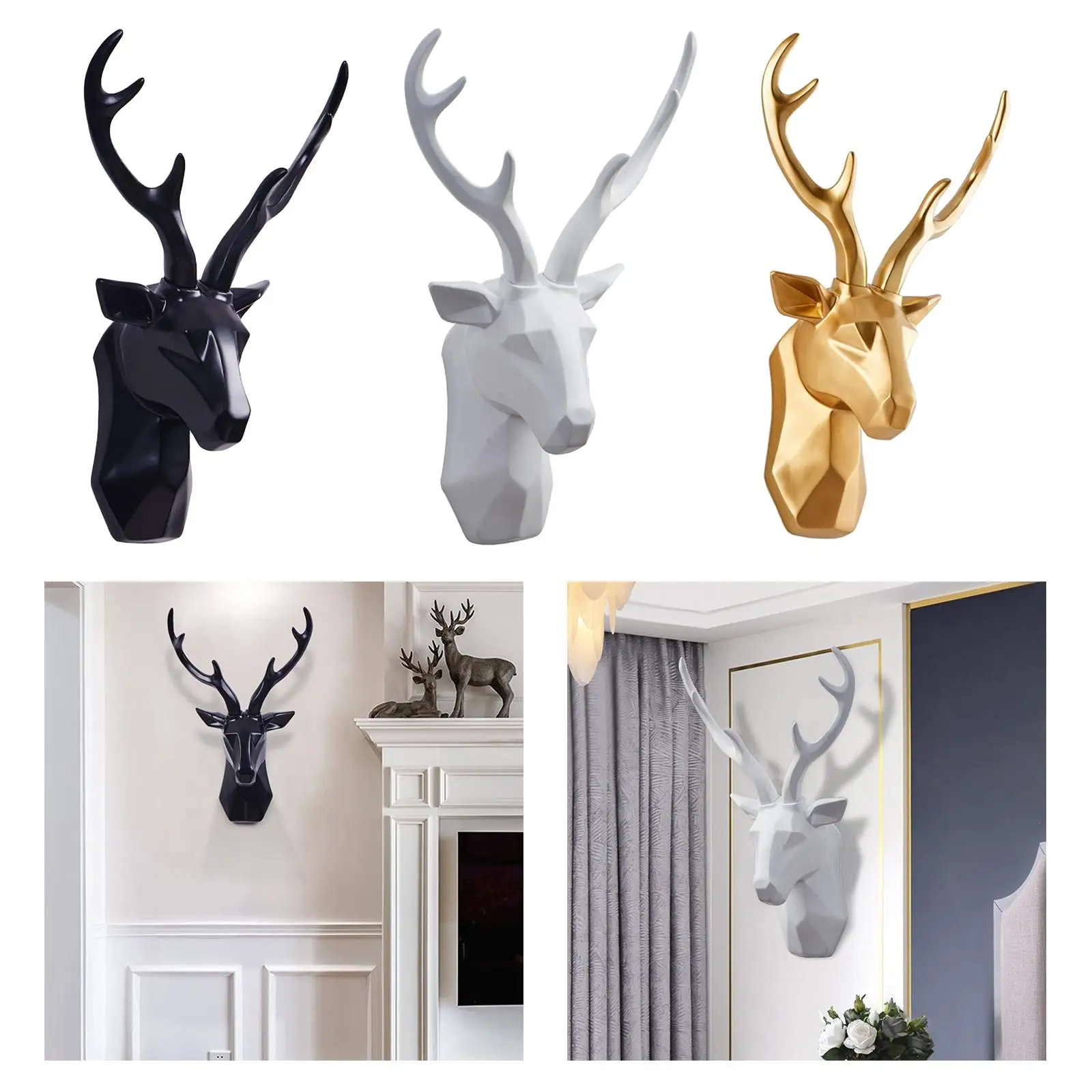 3D Deer Head Decorative -Elegant Animal Head Wall Sculpture Decor -Farmhouse