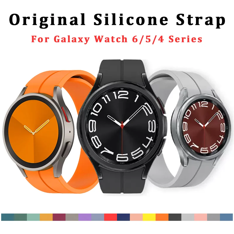 Original Silicone Strap for Samsung Watch 4/5/6 40 44mm 5 Pro 45mm Band Magnetic Buckle Galaxy Watch 4/6Classic 42 43MM 46 47MM