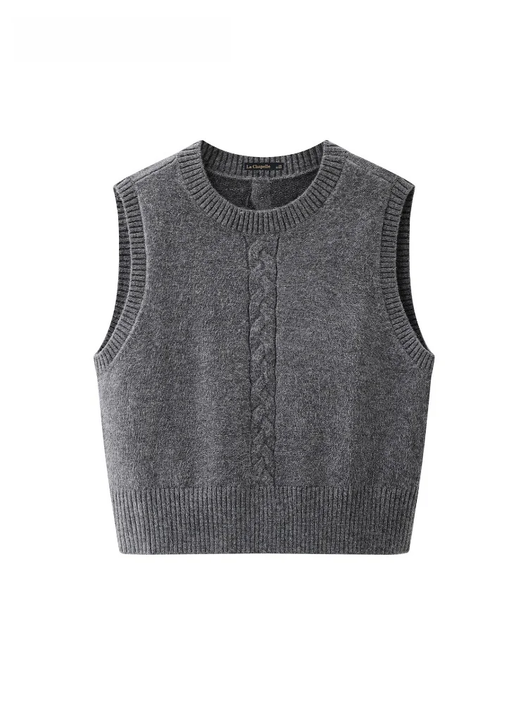 

La Chapelle Knitted Vest round Ne Svel ort Sle Layering Pure Color Winter New Arrival Women's Busin Casual Jaet