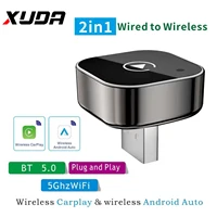 Adaptador Carplay inalámbrico XUDA 2 en 1, convierte adaptador carplay cable a inalámbrico para iPhone, Control inalámbrico Plug & Play Carplay