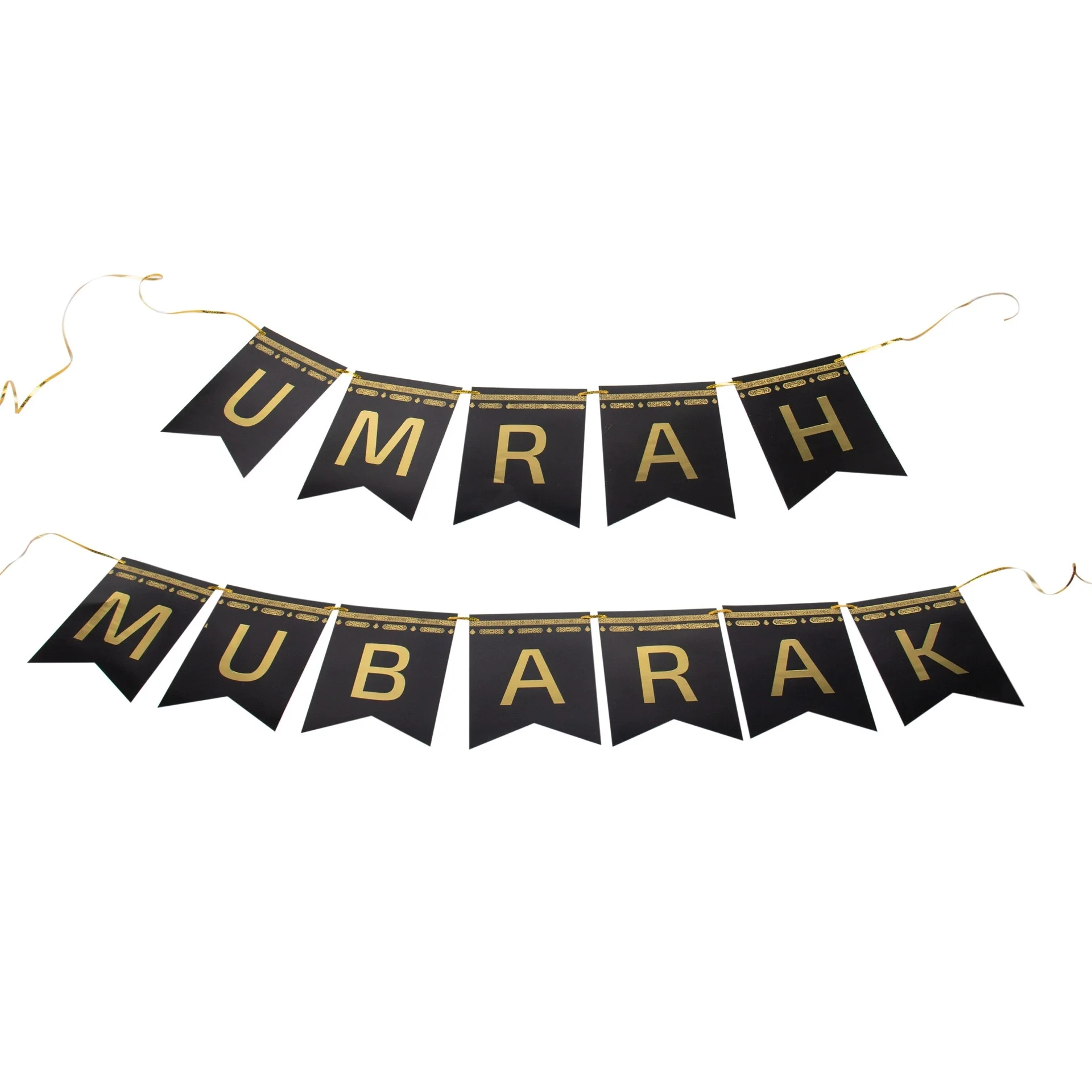 Schwarzgold Umrah Mubarak Pappteller Tassen Servietten Tischdecke Banner Eid Mubarak Islamischer Muslim Festival Party Dekor Zubehör – Detail 10