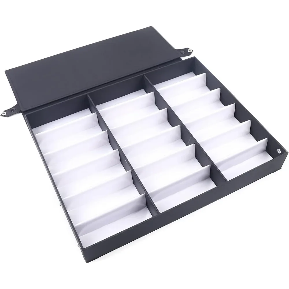 18 Slots Eyeglasses Storage Box, Tabletop Sunglasses Organizer Display Case, Glasses Holder, Glasses watches Collection Tray