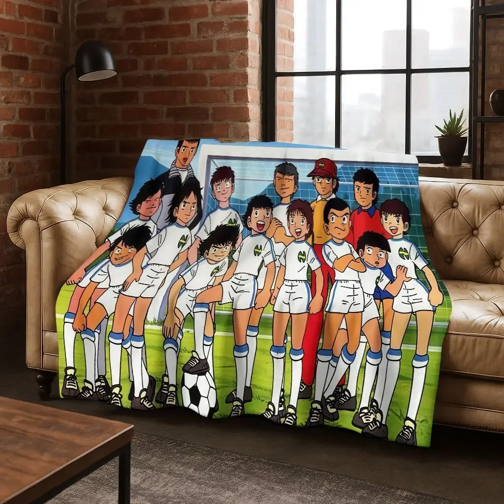 

D Cartoon Captain Tsubasa Anime Flannel Blanket Soft Cozy Throw for Home Bedroom Bed Sofa Cover Warm and Comfortable