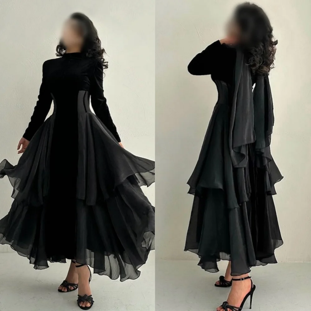 

Customized Exquisite Organza Pleat A-line High Collar Midi Dresses Bespoke Occasion Chinese Style Fashion