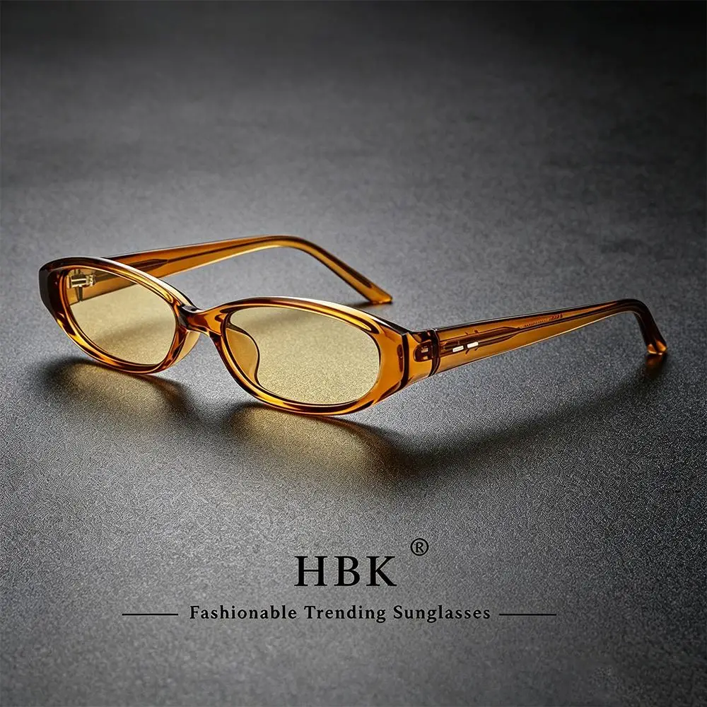 HBK New Fashion Men's Oval Small Frame Sunglasses Cellulose Propionate Temple Tips Designed Women's Outdoor Street Glasses UV400