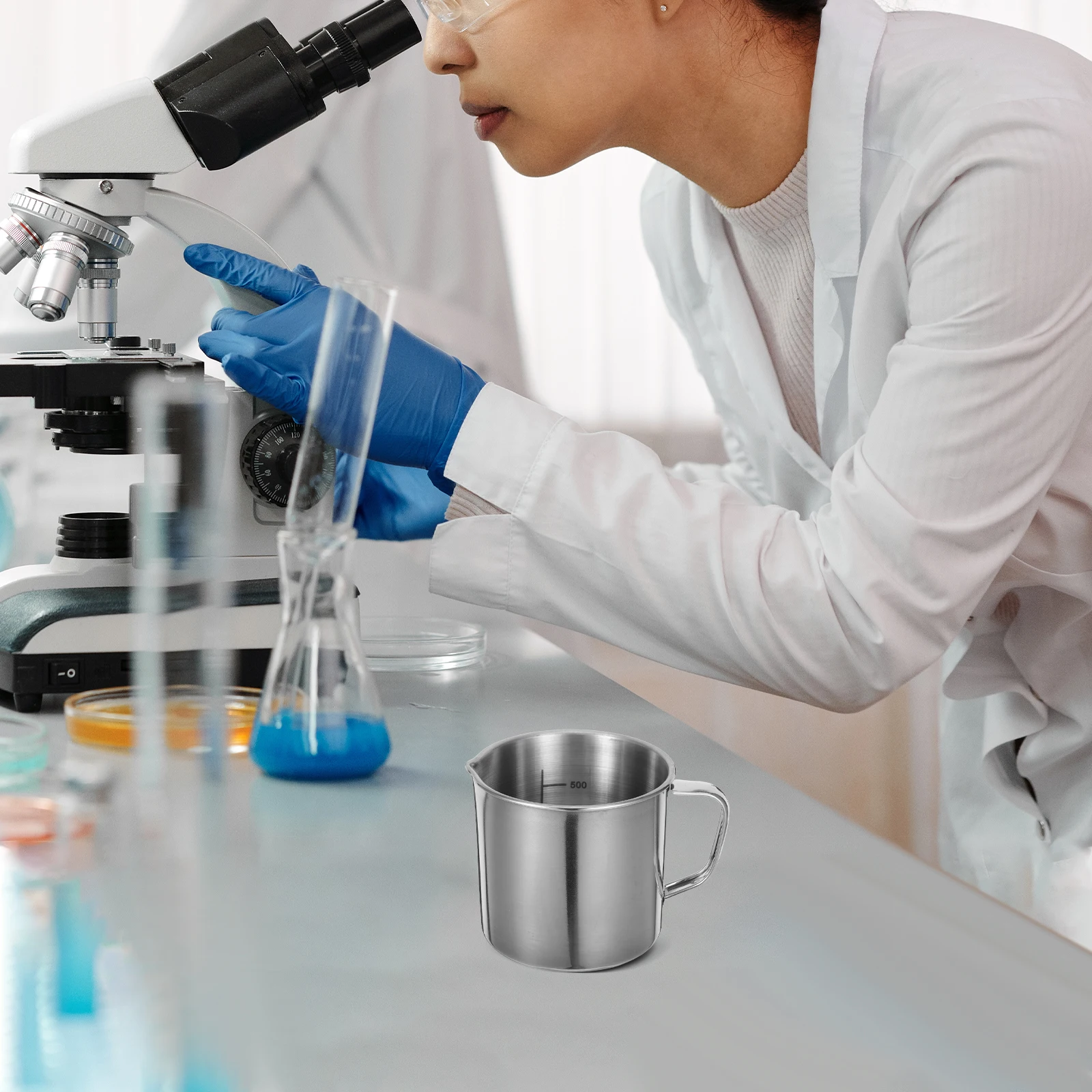 

1pcs Stainless Steel Measuring Cup 500Ml Lab Grade Reusable Rustproof Easy Clean Scale Cup For Kitchen Laboratory Use Graduated