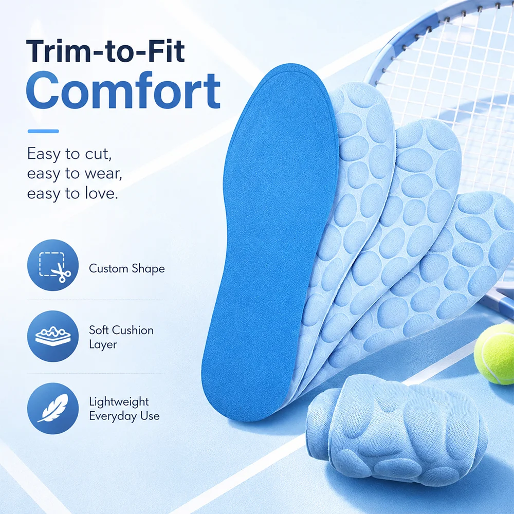 Sport Running Insoles Soft Memory Foam Massage Breathable Cushion Orthopedic Feet Men Women Shock Absorbing Sole Pads