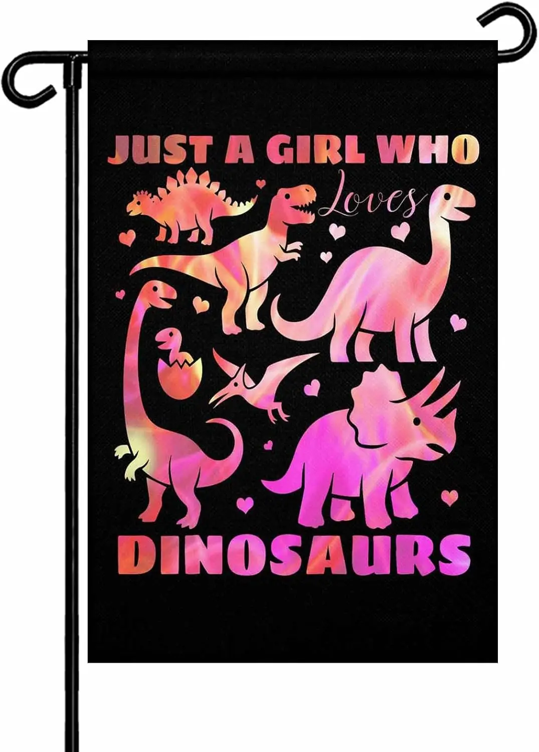 Cartoon Pink Dinosaurs Garden Flag 12x18 Inch Just A Girl Who Loves Dinosaurs Double Sided Yard Flags for Outdoor Decoration ZZM