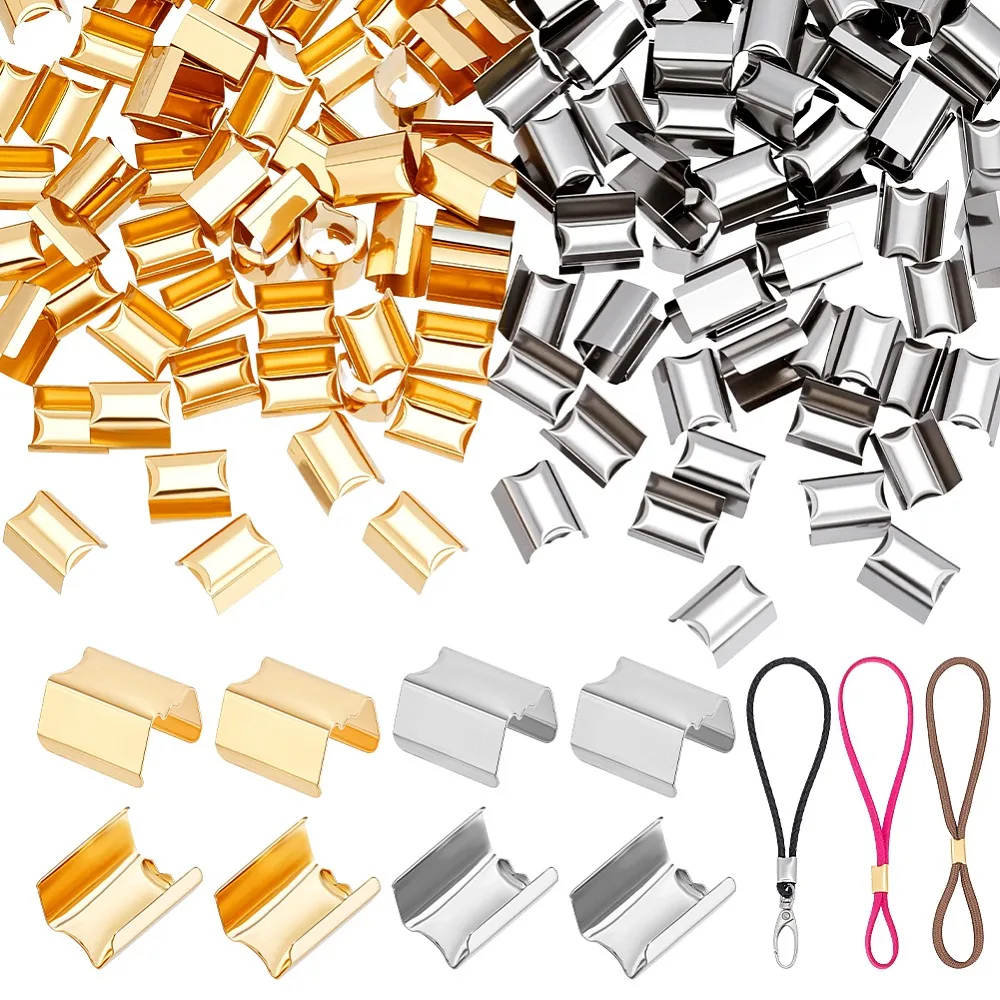 

220Pcs 2 Colors Iron Ribbon Ends Rectangle Mixed Color 12x8mm 110pcs/color