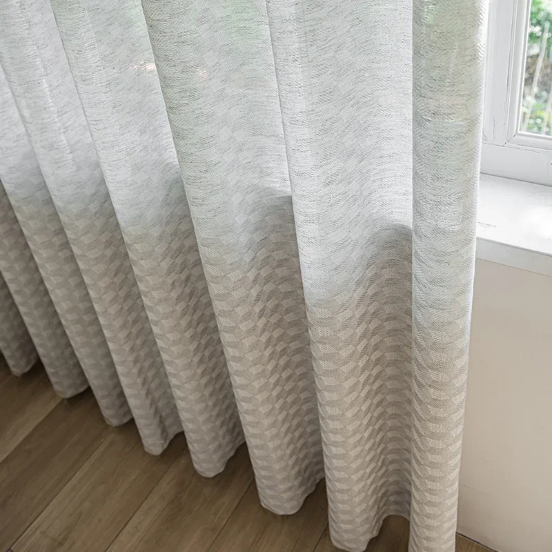 

Modern Luxury Decorative Light-transmitting Curtains Minimalist Geometric Living Room Bedroom Gauze Curtains Art Gray Curtain IG