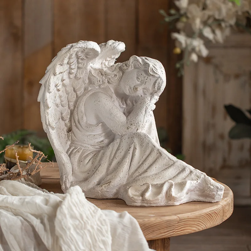 White angel retro old decorative ornament French creative figure statue ornament photography wedding prop sculpture