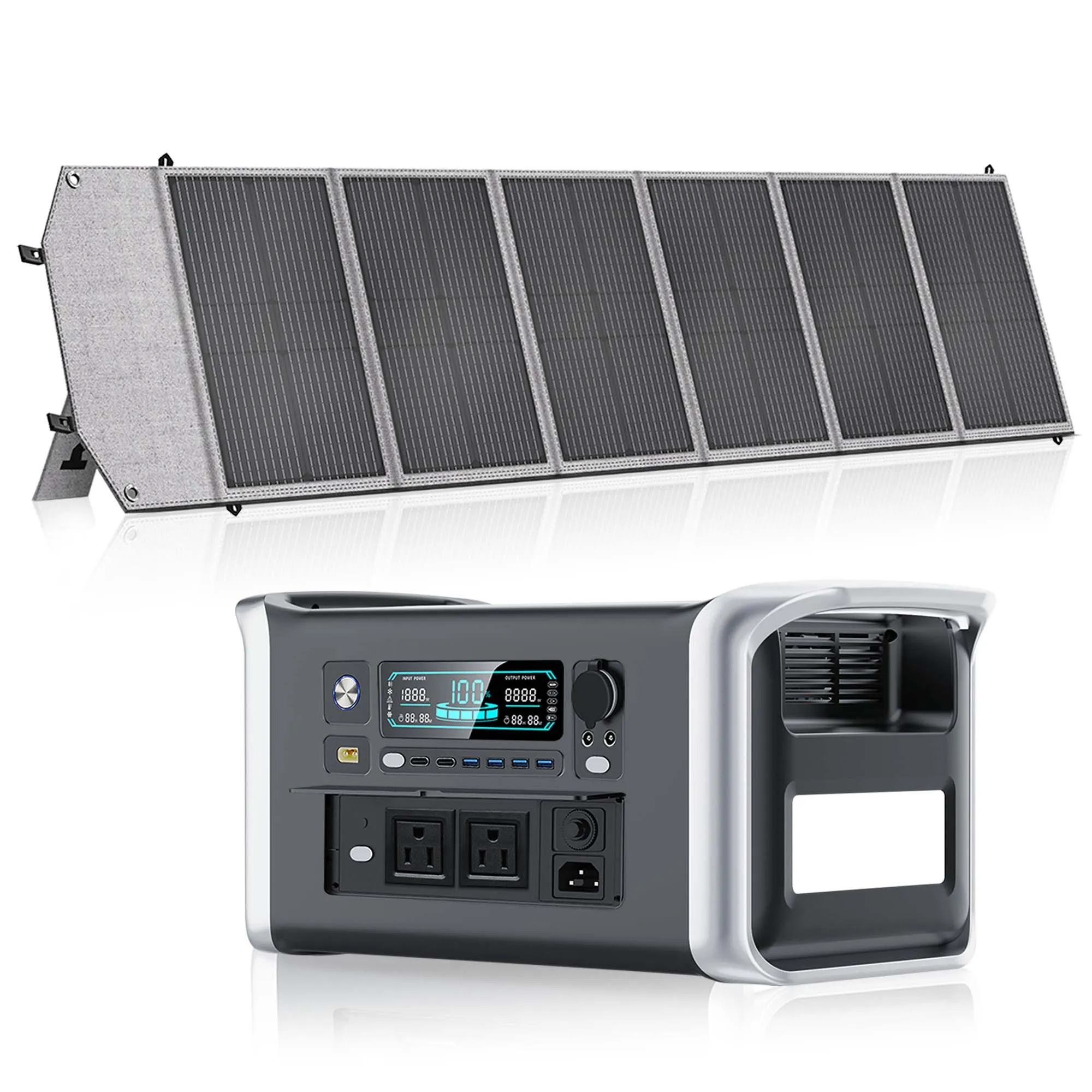 

CTOLITY AP1000 Solar Generator 1024Wh with 200W 20.5V Solar Panels1800W LFP Portable Power Station Solar Fast Dual Charging RV
